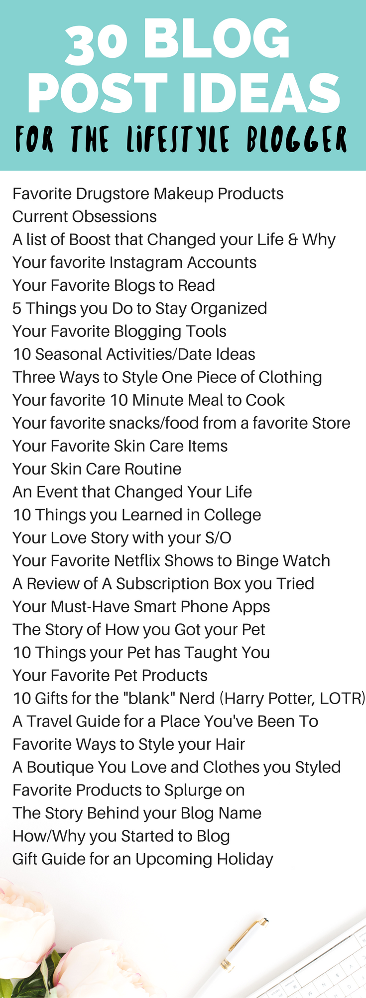 30 Blog Post Ideas for the Lifestyle Blogger // Hey There, Chelsie