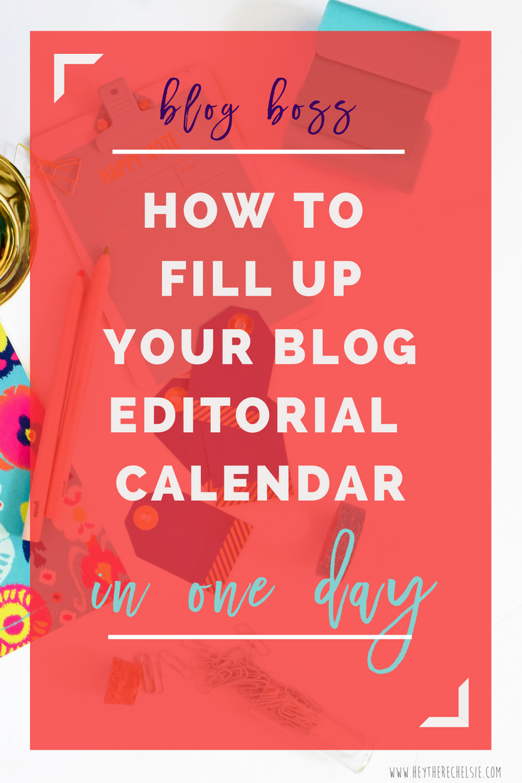 New to blogging and trying to get your feet on the ground? This post will teach you how to fill up your blog editorial calendar for a month in ONE day! Plus, there are 30 blog post ideas to get you started! // Hey There, Chelsie