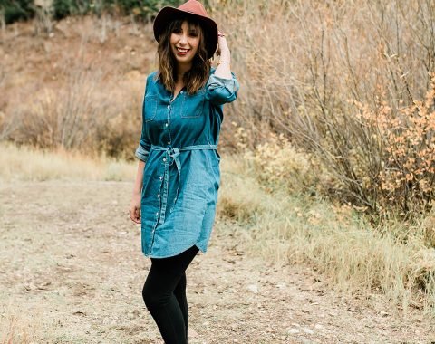 Chambray Dress outfit idea for fall // Hey There, Chelsie