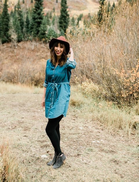 Chambray Dress outfit idea for fall // Hey There, Chelsie