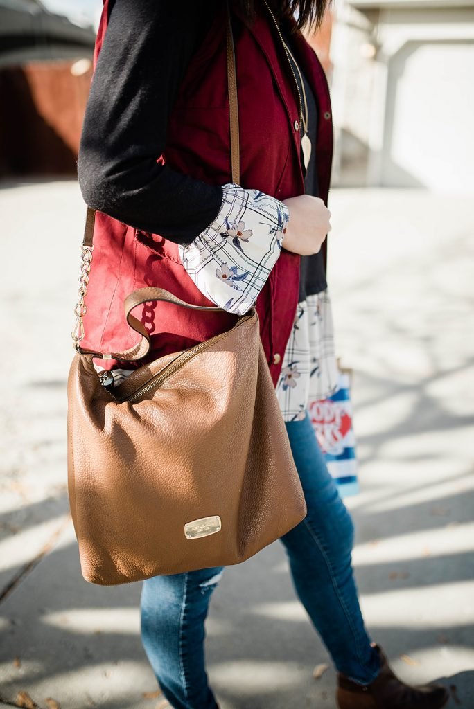 Black Friday Shopping Outfit Idea, featuring a top and vest from My Sister's Closet Boutique, a modest shop based in Utah! // Hey There, Chelsie