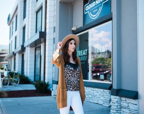 Summer to Fall Transitional Outfit Idea - outfit idea for fall weather featuring leopard and cardigan // Hey There, Chelsie
