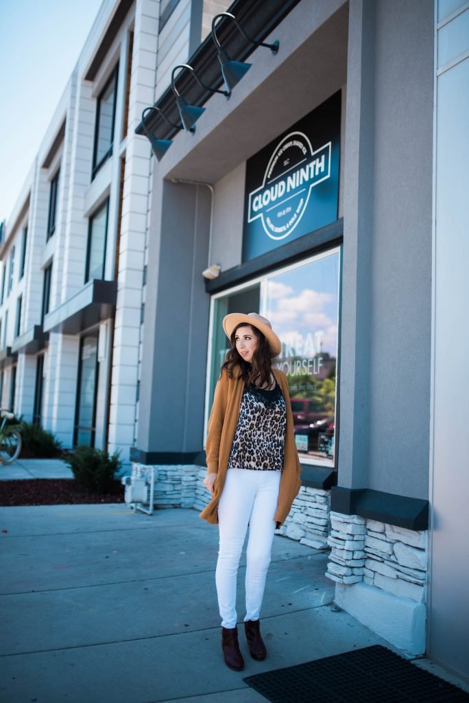 Summer to Fall Transitional Outfit Idea - outfit idea for fall weather featuring leopard and cardigan // Hey There, Chelsie