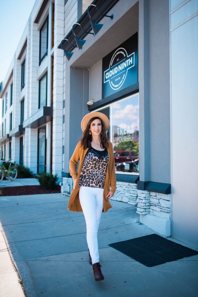 Summer to Fall Transitional Outfit Idea - outfit idea for fall weather featuring leopard and cardigan // Hey There, Chelsie