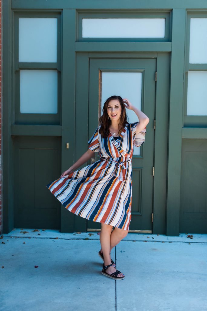Summer to Fall Transitional Outfit Idea. Transitional Fall Dress from My Sister's Closet Boutique // Hey There, Chelsie