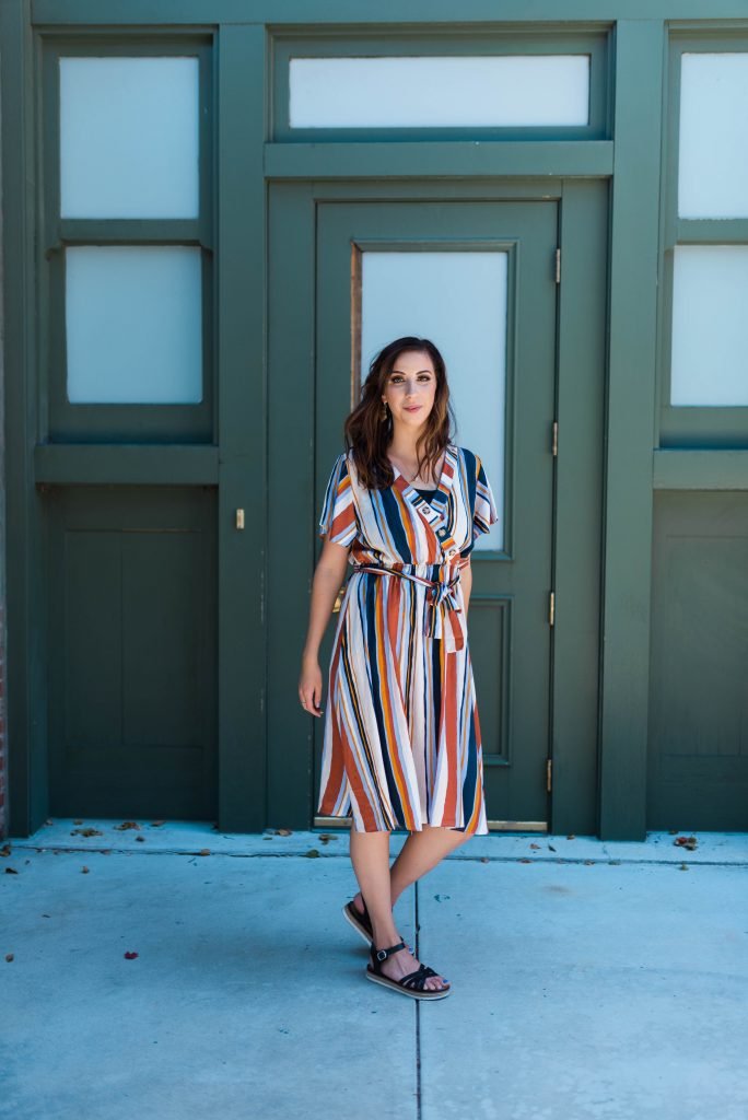 Summer to Fall Transitional Outfit Idea. Transitional Fall Dress from My Sister's Closet Boutique // Hey There, Chelsie