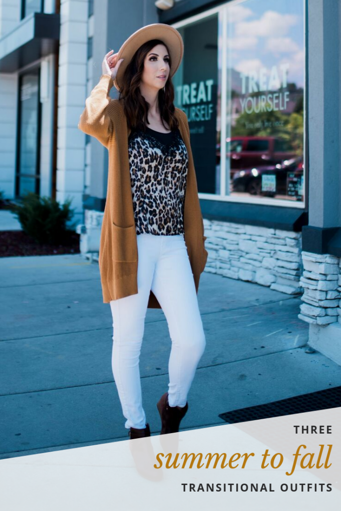 Three easy summer to fall transition outfits that are affordable, modest, and perfect for fall weather. Click here to get some fall outfit inspo // Hey There, Chelsie